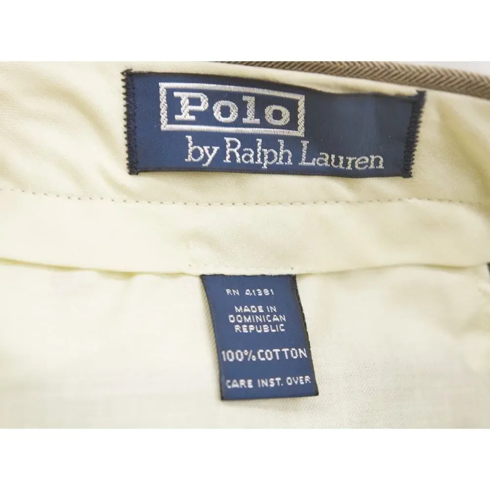 Vintage NWT Polo Ralph Lauren Herringbone Pant 32x30 Pleated Cuffed Cotton Brown